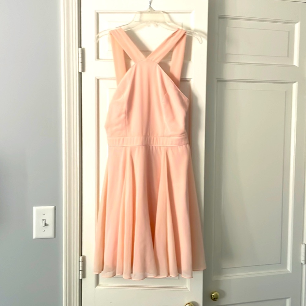 Lulus skater dress -halter neckline, size Small - peach